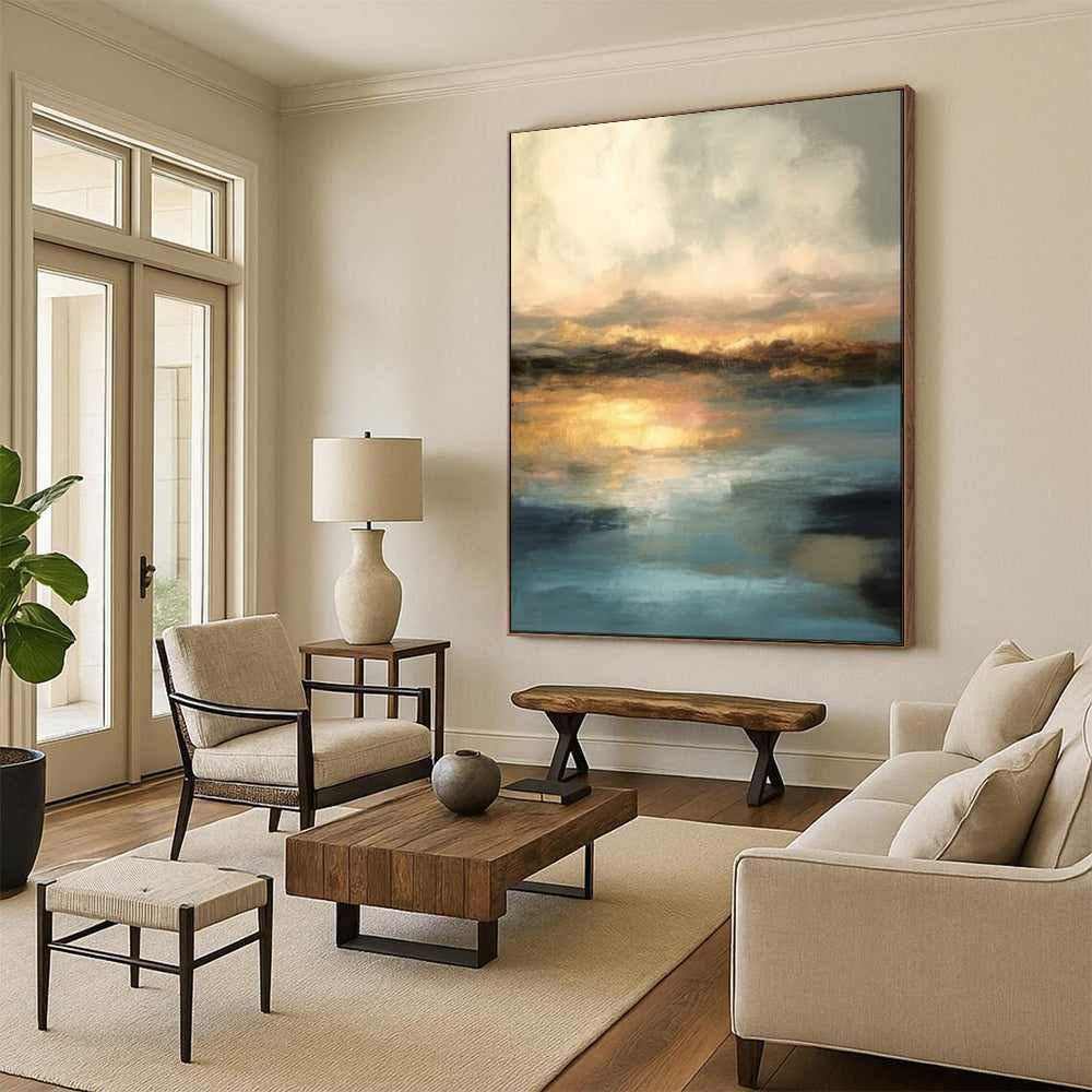 sunset gold abstract painting design 6